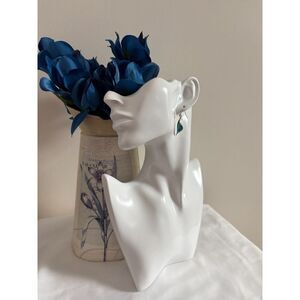 Silver-Tone Faux Turquoise Earrings NWT 1.5"